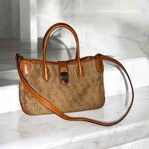 Dooney & Bourke Monogram Brown Leather-Trim Crossbody Tote